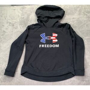 USA Flag Freedom Hoodie Fleece Black Pullover Sweatshirt Adult Medium Soft Fit